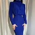 Pink Long-Sleeved Waist Dress for Women