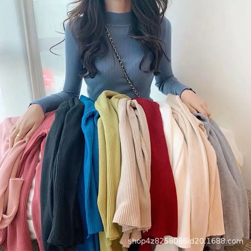 Women Half High Collar Sweater Winter Pullover Long Sleeve - Image 14
