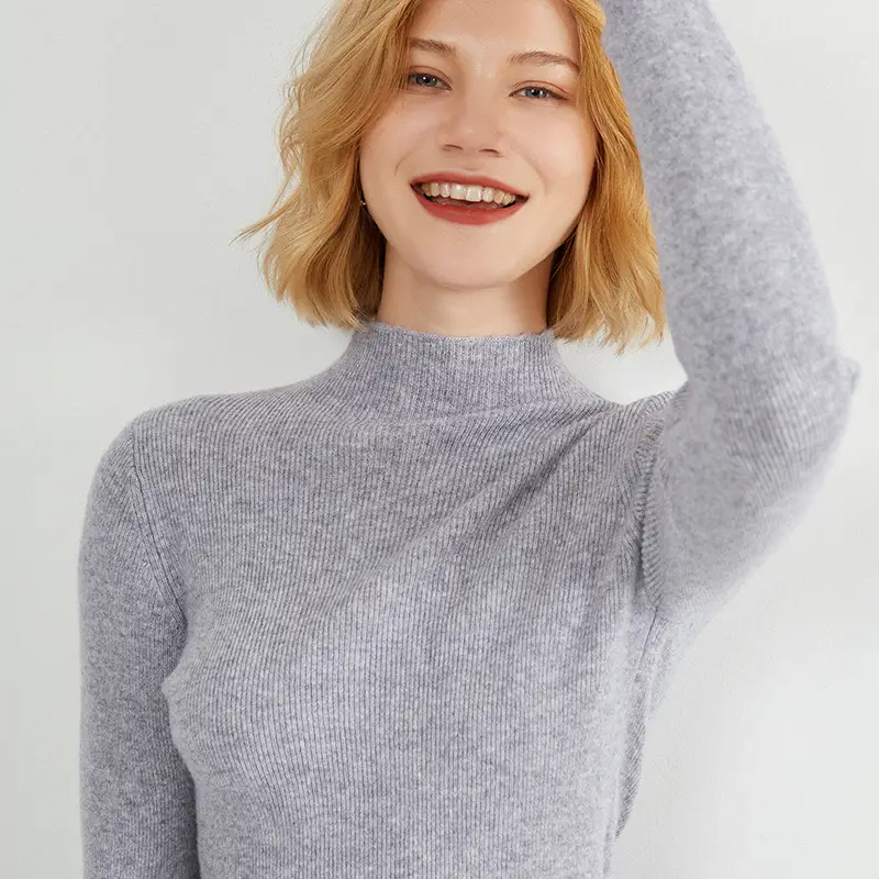 Women's 2021 Knitted Half-Collar Sweater Neutral - Image 13