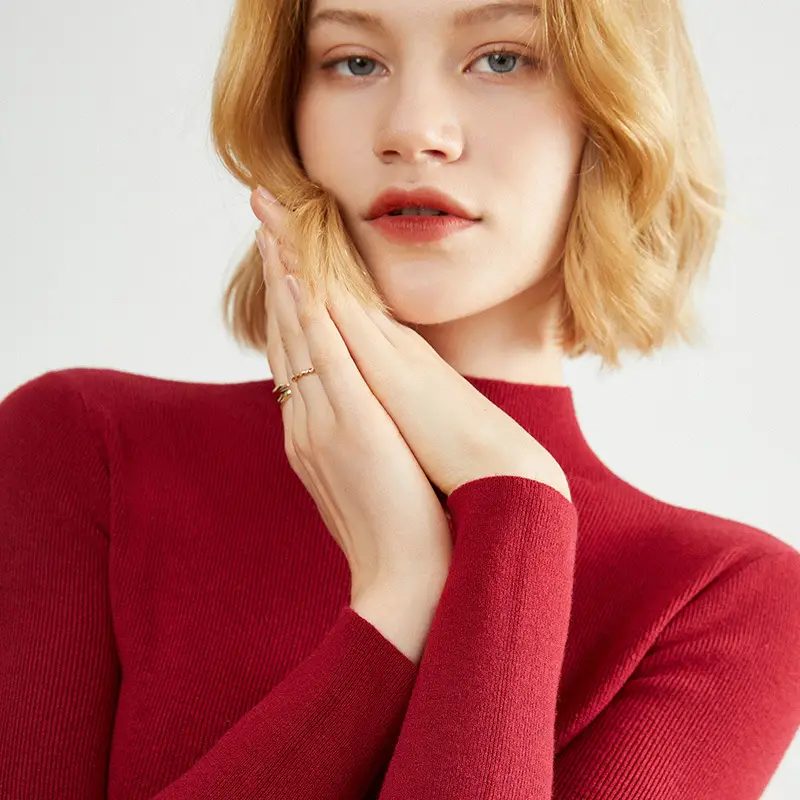 Women's 2021 Knitted Half-Collar Sweater Neutral - Image 14