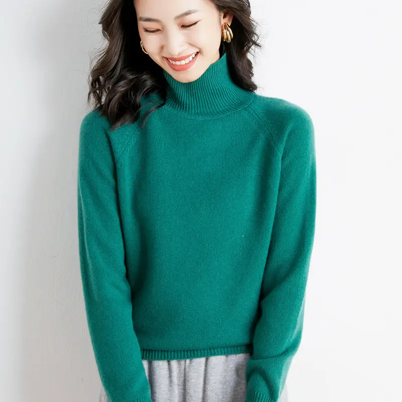 Women Grey Knit High Neck Sweater Winter - Image 15
