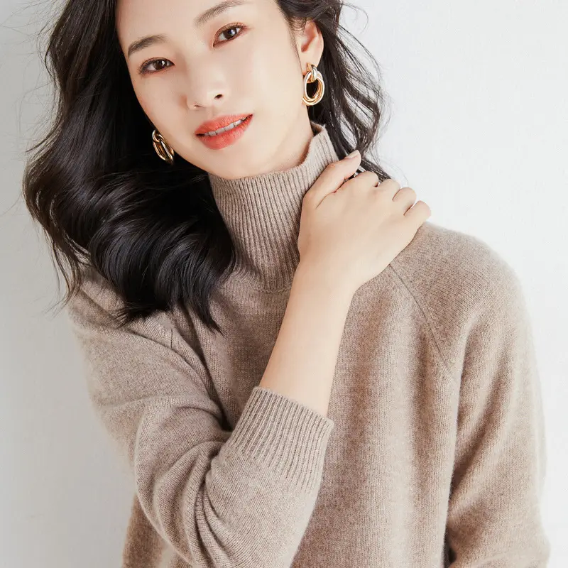 Women Grey Knit High Neck Sweater Winter - Image 16