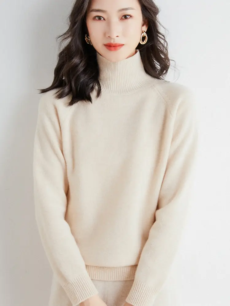 Women Grey Knit High Neck Sweater Winter - Image 2