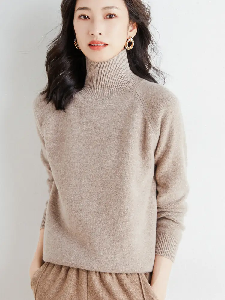 Women Grey Knit High Neck Sweater Winter - Image 7