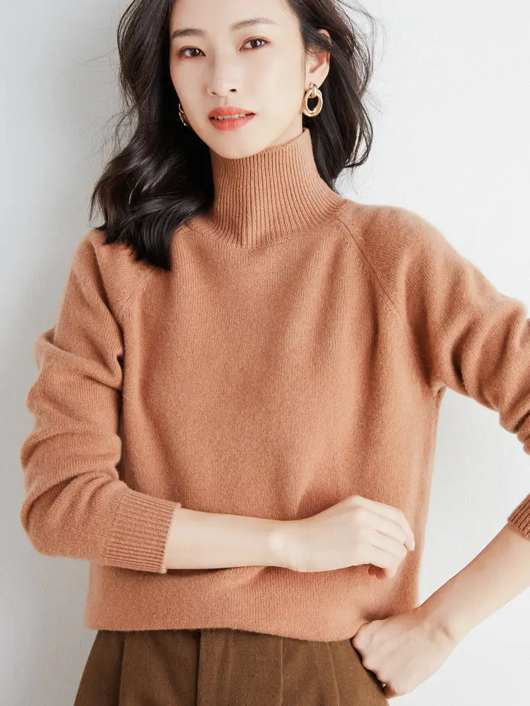 Women Grey Knit High Neck Sweater Winter - Image 9