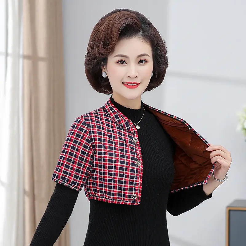 Red Floral Mid-Sleeve Vest for Women Winter Warm - Image 9