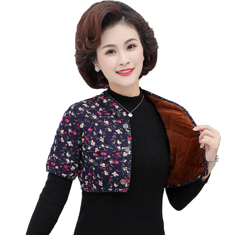 Red Floral Mid-Sleeve Vest for Women Winter Warm - Image 12