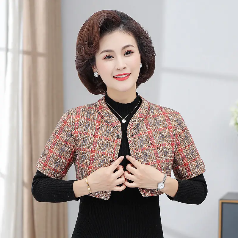 Red Floral Mid-Sleeve Vest for Women Winter Warm - Image 5