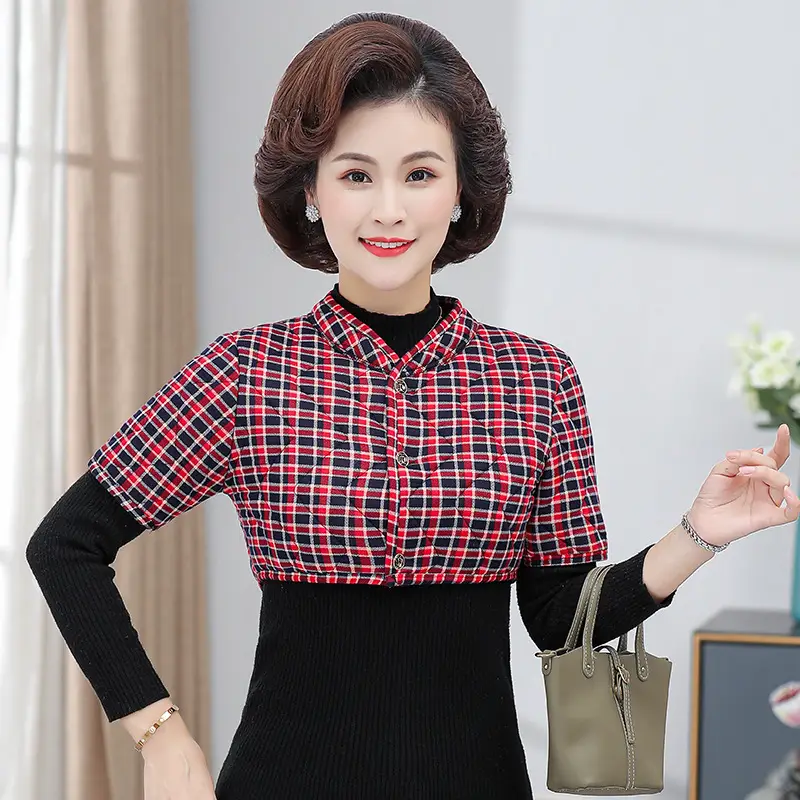 Red Floral Mid-Sleeve Vest for Women Winter Warm - Image 7