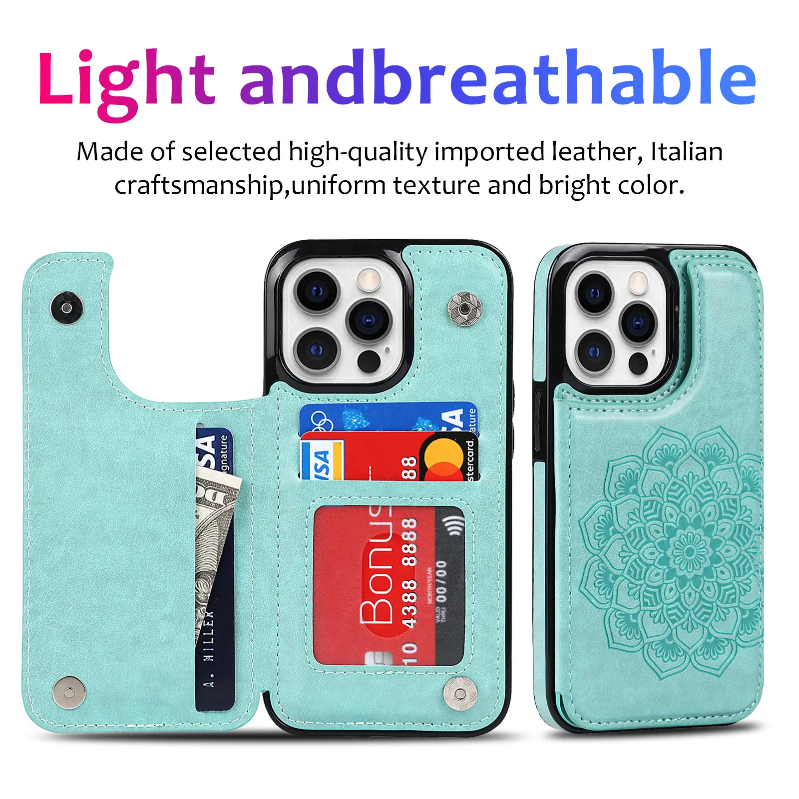 iPhone 13 Pro Max Face Cover with Mandala Embossing
