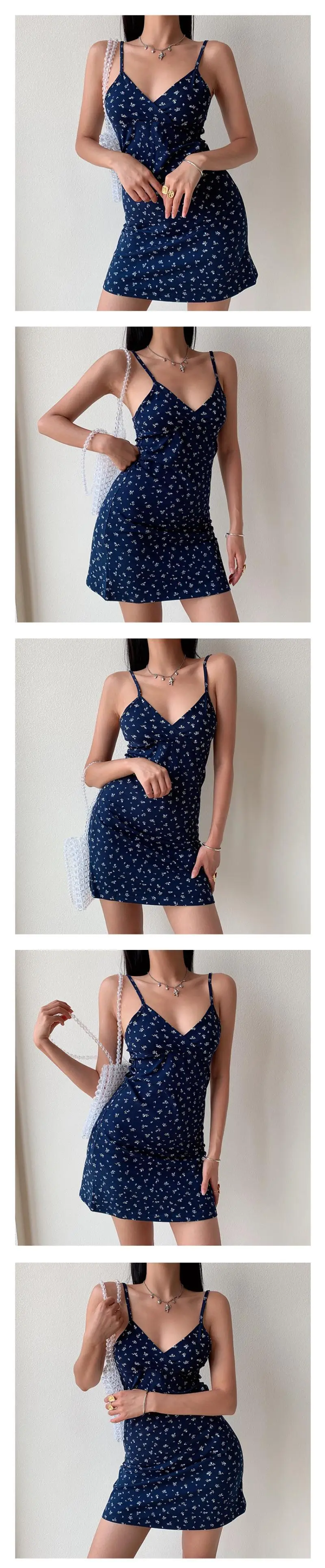 Women V-Neck Spaghetti Strap Dress White Floral Summer 2025 — feature 11