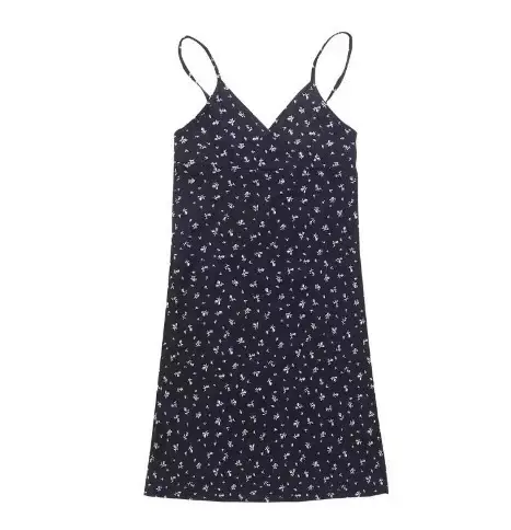 Women V-Neck Spaghetti Strap Dress White Floral Summer 2025 - Image 5