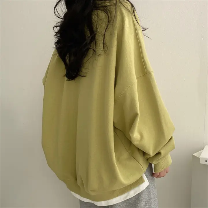 Women Cotton Loose Sweatshirt Black Large Spring Autumn - Image 5