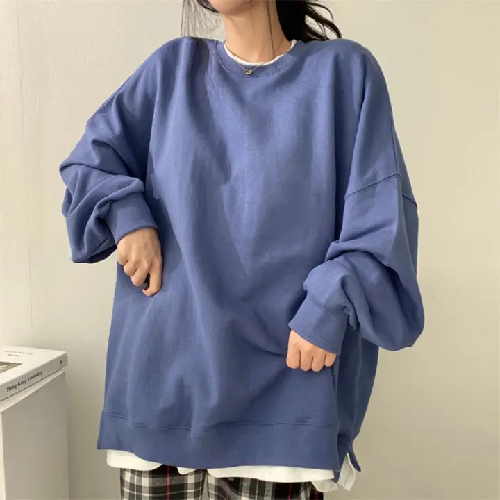 Women Cotton Loose Sweatshirt Black Large Spring Autumn - Image 3