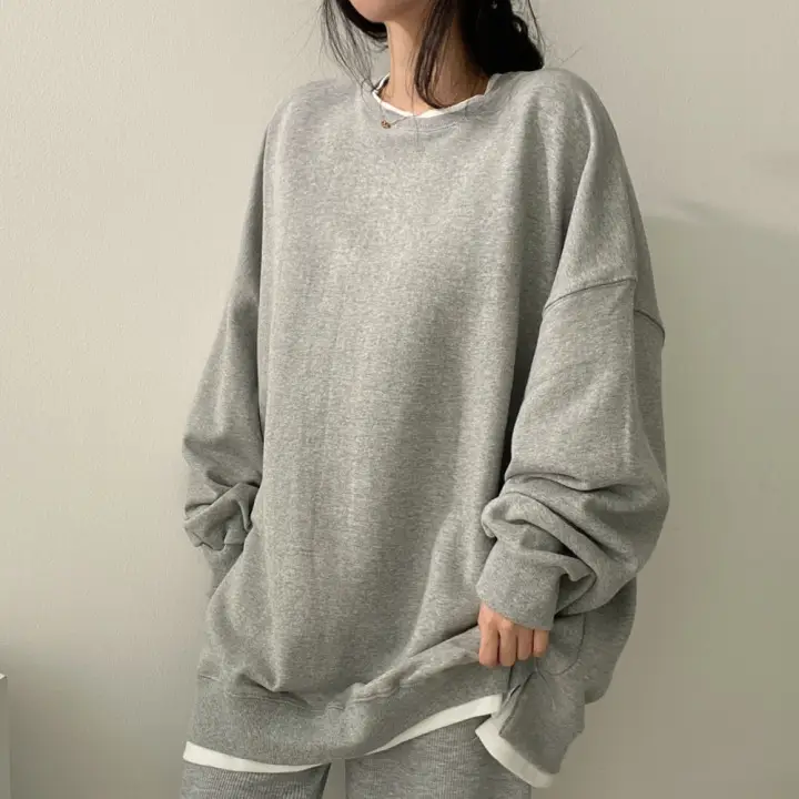 Women Cotton Loose Sweatshirt Black Large Spring Autumn - Image 2