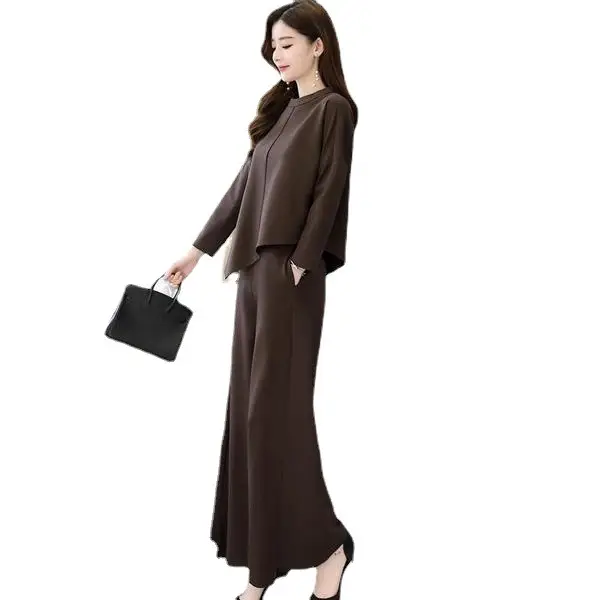 Women's Grey Wide Leg Pants Casual Suit 2021 - Image 8