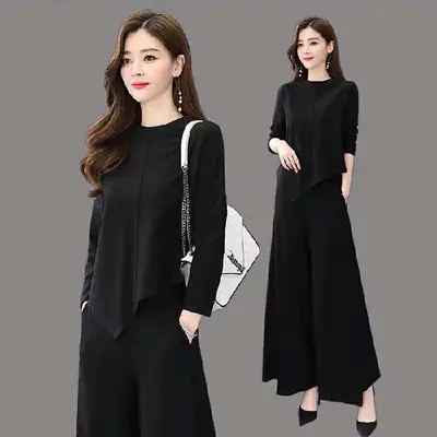 Women's Grey Wide Leg Pants Casual Suit 2021 - Image 2