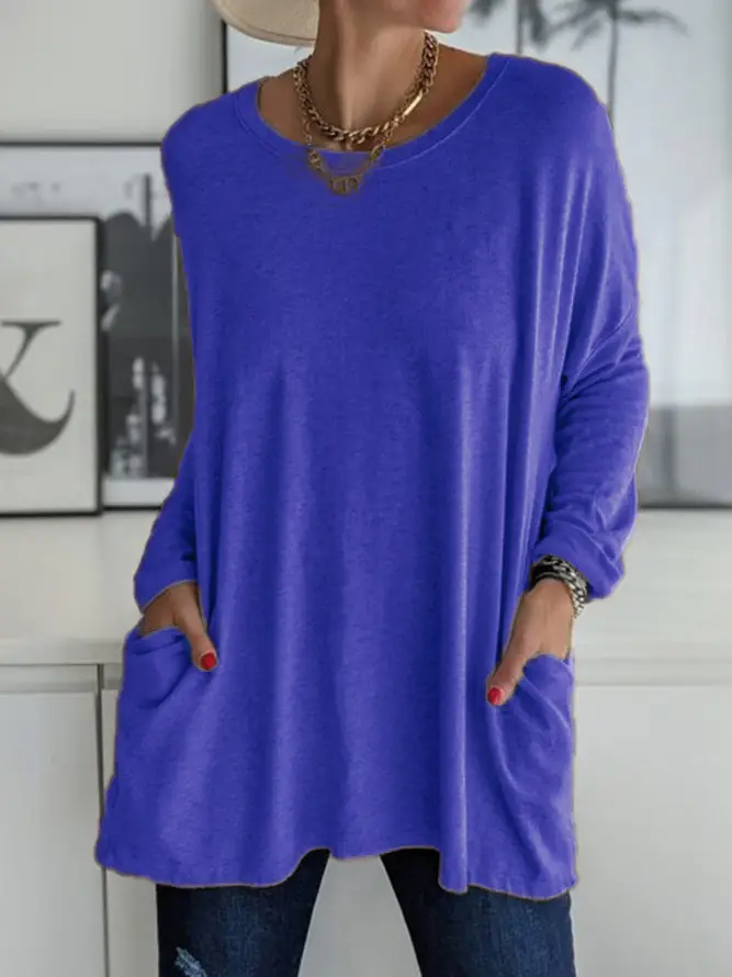 Women Loose Flap Pocket T-Shirt Black Spring Summer - Image 13
