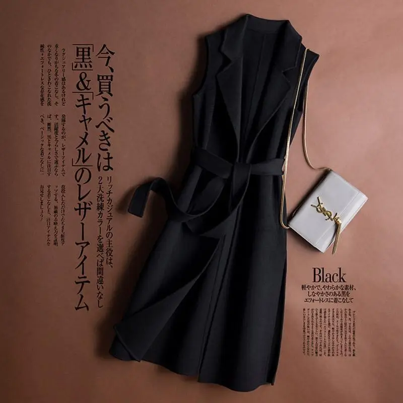 Black Woolen Vest Vesting Mid-Length Women Winter Dress — feature 8