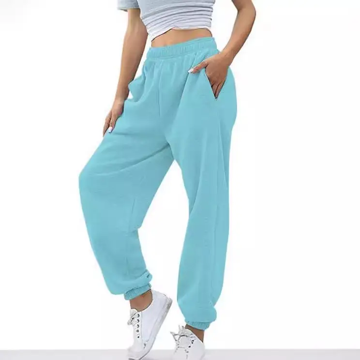 Women Elastic High-Waist Wide Leg Pants White Large