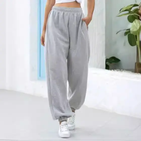 Women Elastic High-Waist Wide Leg Pants White Large