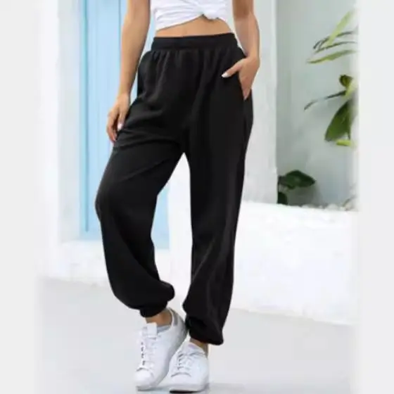 Women Elastic High-Waist Wide Leg Pants White Large