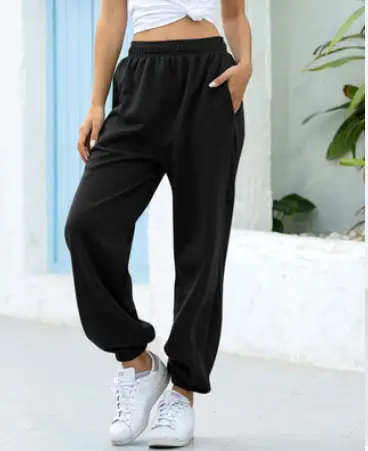 Women Elastic High-Waist Wide Leg Pants White Large