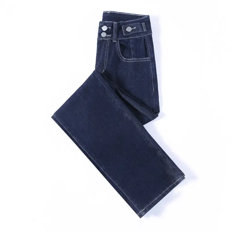 Dark Blue High-Waisted Straight Leg Jeans for Women 2026
