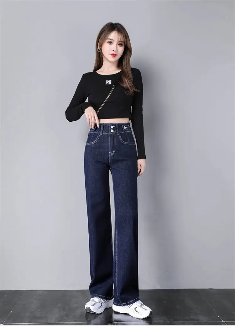 Dark Blue High-Waisted Straight Leg Jeans for Women 2026 — feature 11