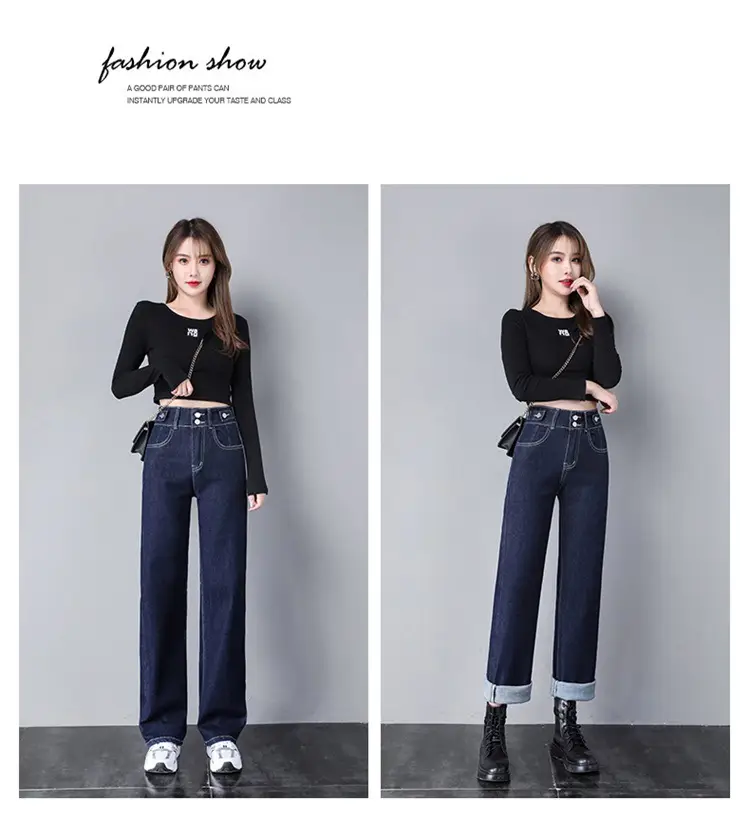 Dark Blue High-Waisted Straight Leg Jeans for Women 2026 — feature 13