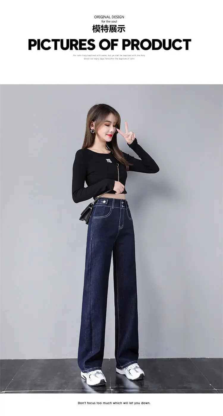 Dark Blue High-Waisted Straight Leg Jeans for Women 2026 — feature 7