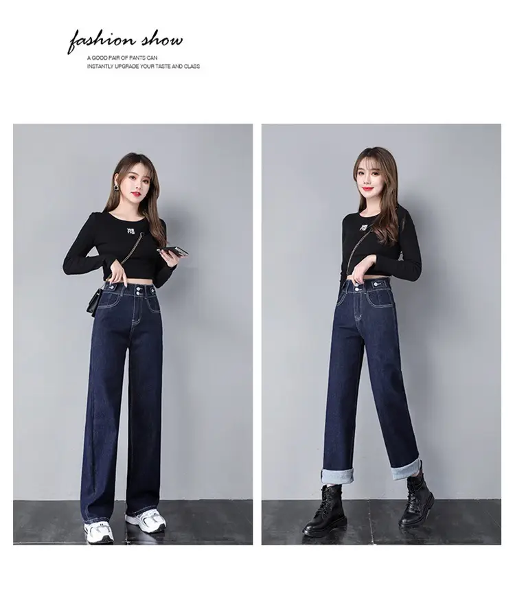 Dark Blue High-Waisted Straight Leg Jeans for Women 2026 — feature 9