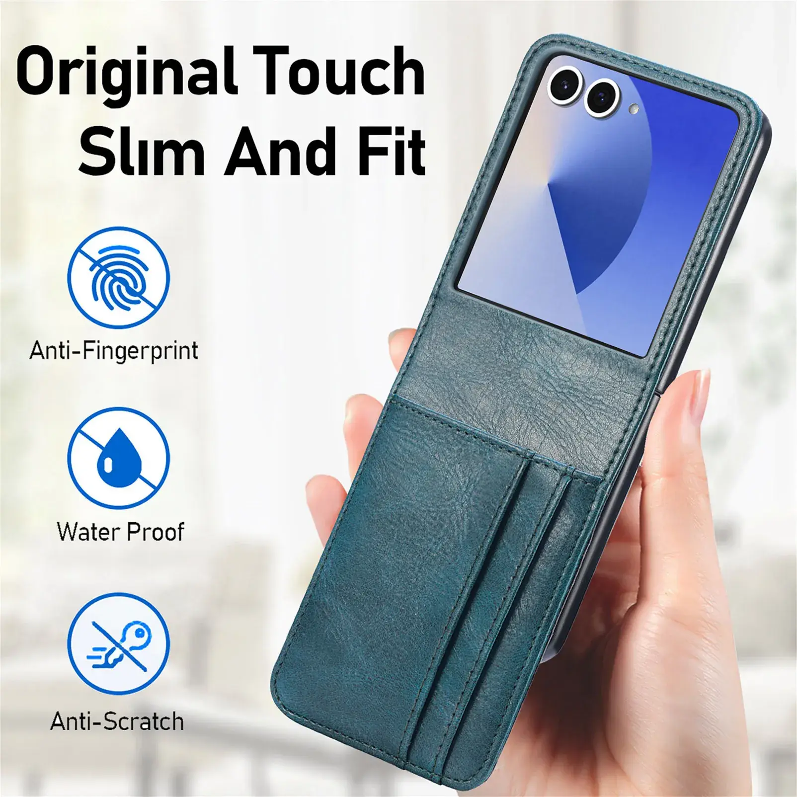Black Leather Stacked Mobile Phone Case with Wallet Function - Image 8