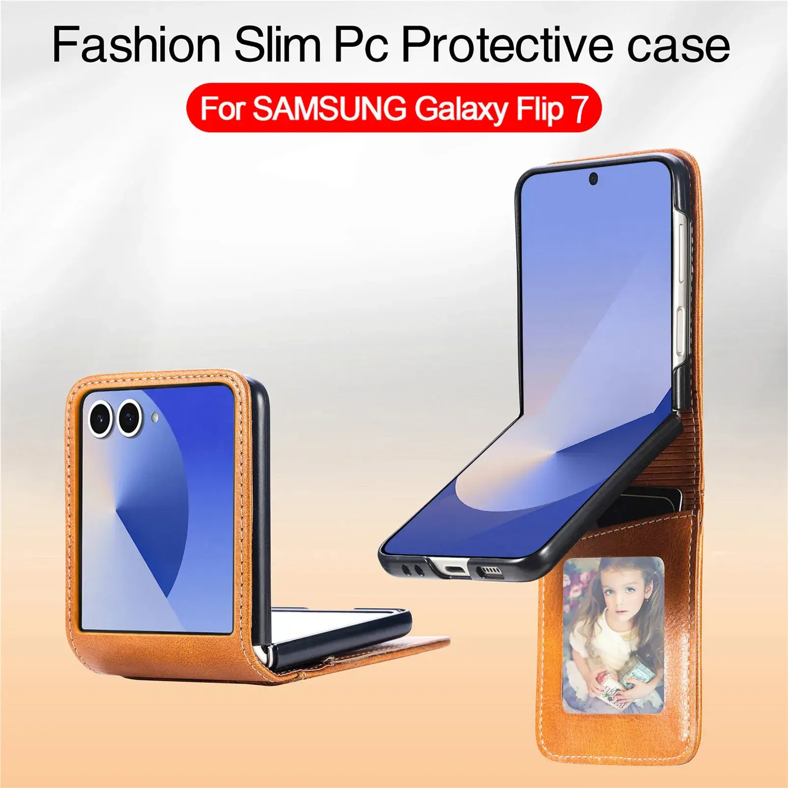 Black Leather Stacked Mobile Phone Case with Wallet Function - Image 9