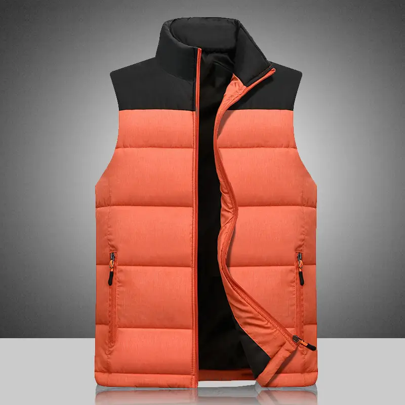 Men's Black Vertical Collar Puffer Vest Medium - Image 3