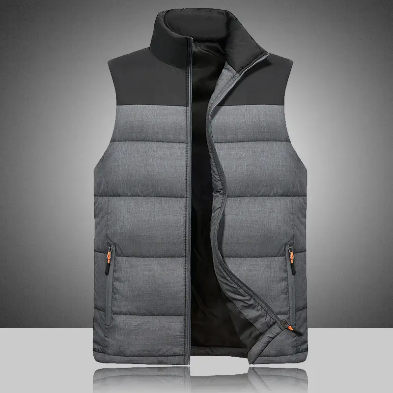 Men's Black Vertical Collar Puffer Vest Medium - Image 2