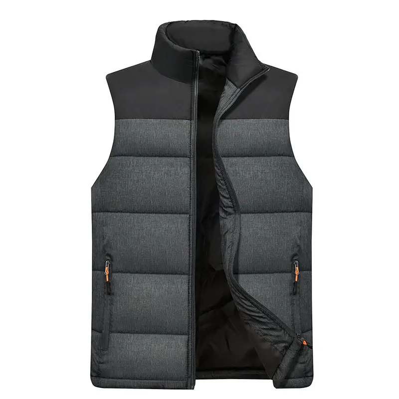 Men's Black Vertical Collar Puffer Vest Medium - Image 5