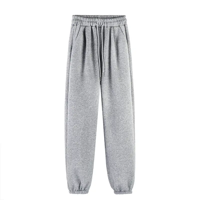 Fleece Lined Black Harem Pants Mid Waist Ankle Tie