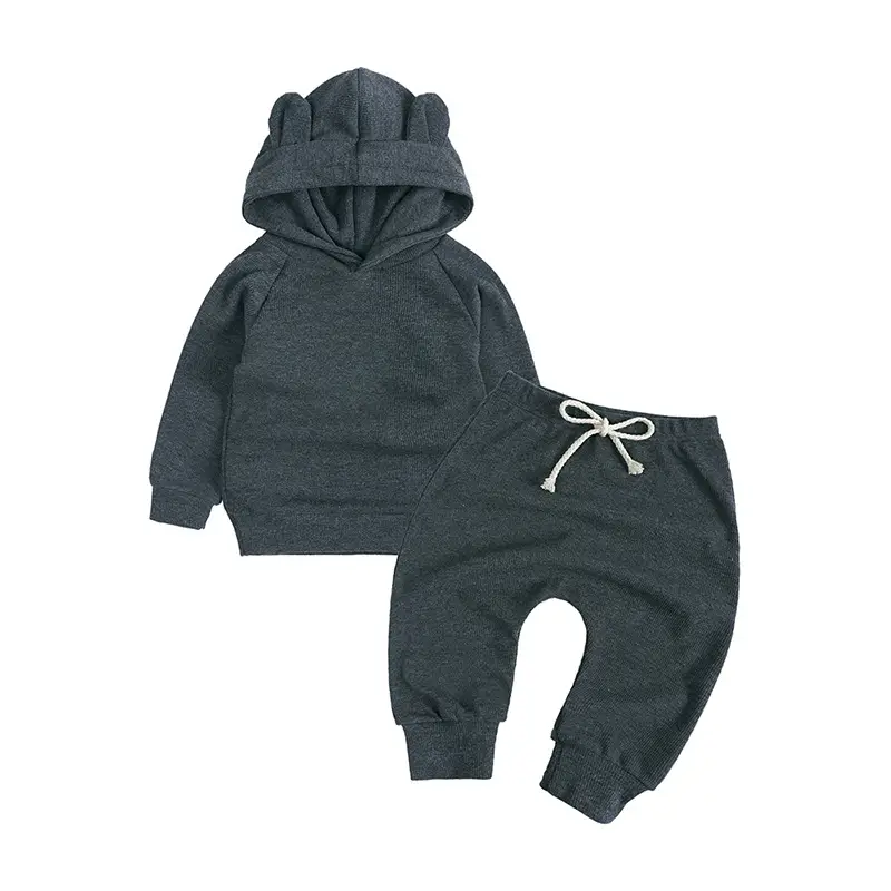 Baby Hooded Sweatpants Set Brown New Autumn - Image 2