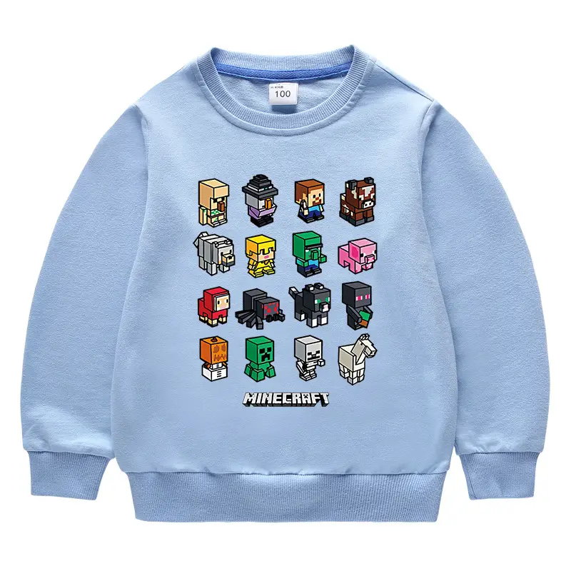 Minecraft Kids Crewneck Sweatshirt Green Cotton Boys Girls - Image 9
