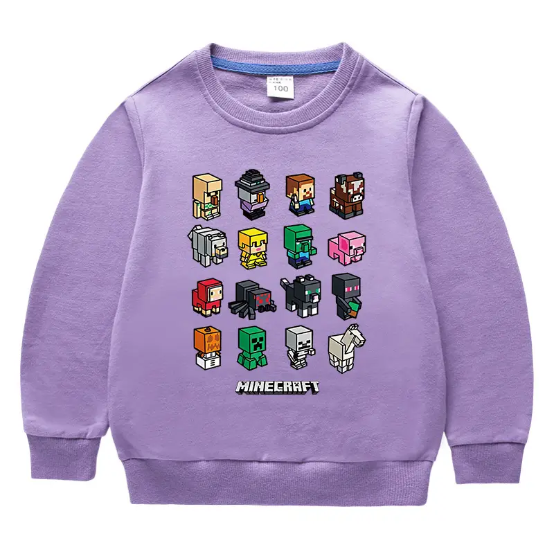 Minecraft Kids Crewneck Sweatshirt Green Cotton Boys Girls - Image 5