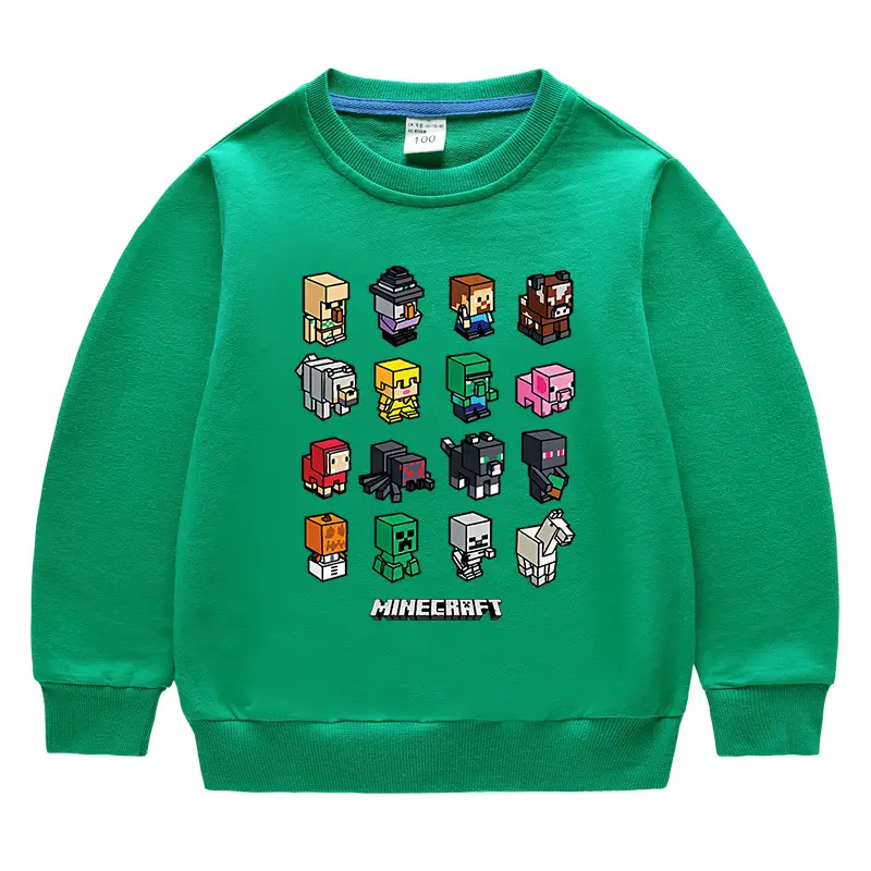 Minecraft Kids Crewneck Sweatshirt Green Cotton Boys Girls - Image 7