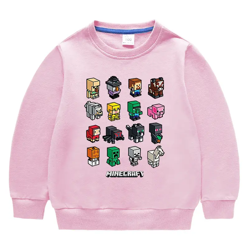 Minecraft Kids Crewneck Sweatshirt Green Cotton Boys Girls - Image 2