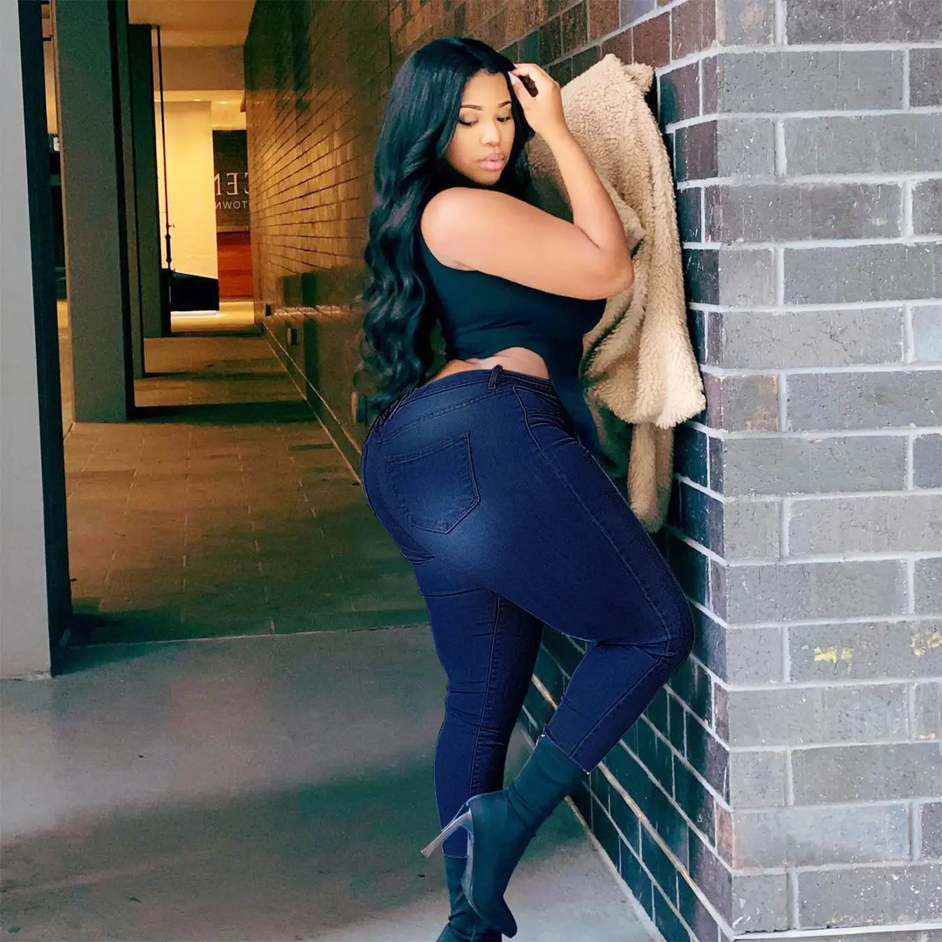 Ripped Denim Leggings Large Women Europe US