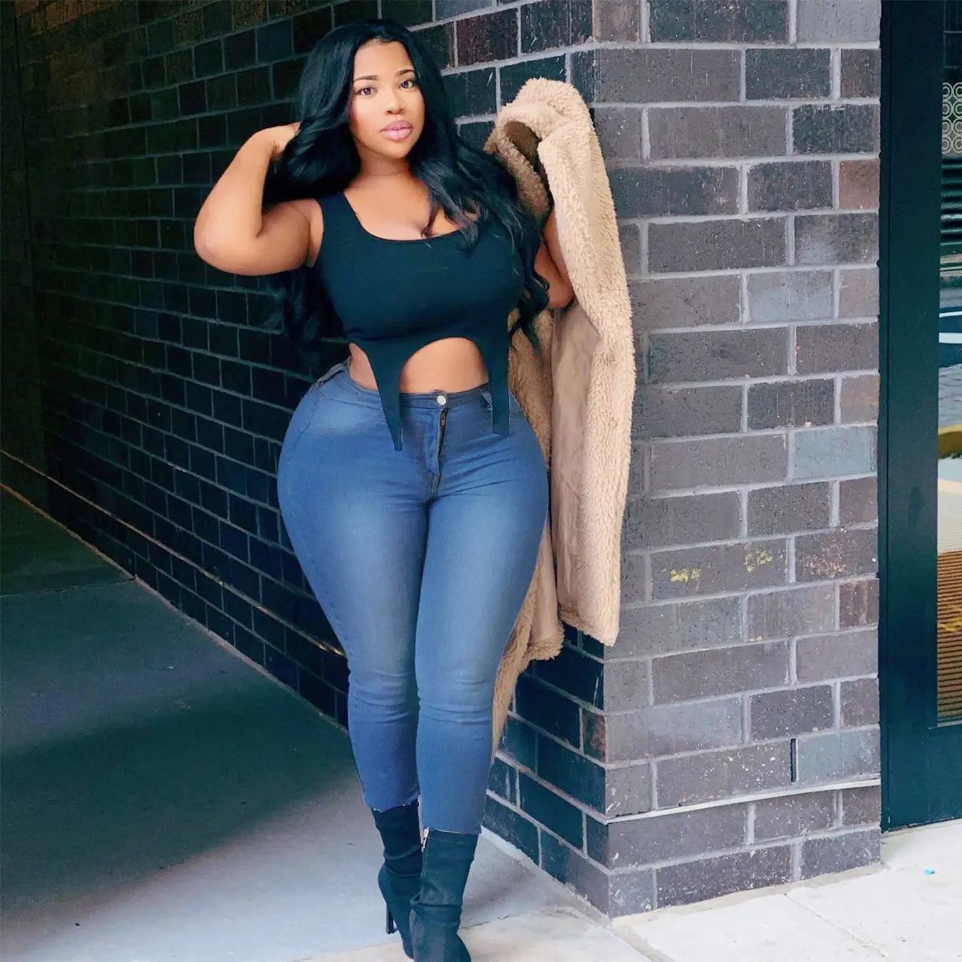 Ripped Denim Leggings Large Women Europe US