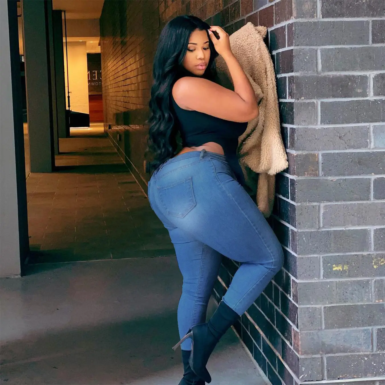 Ripped Denim Leggings Large Women Europe US