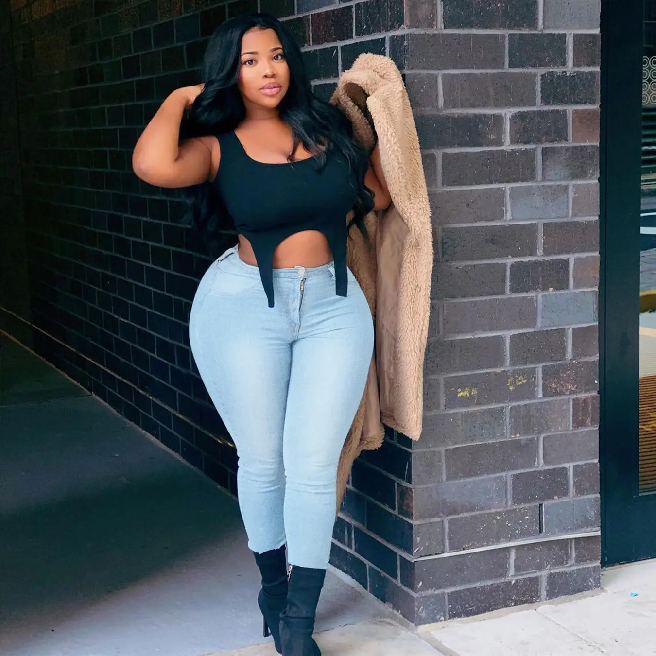 Ripped Denim Leggings Large Women Europe US