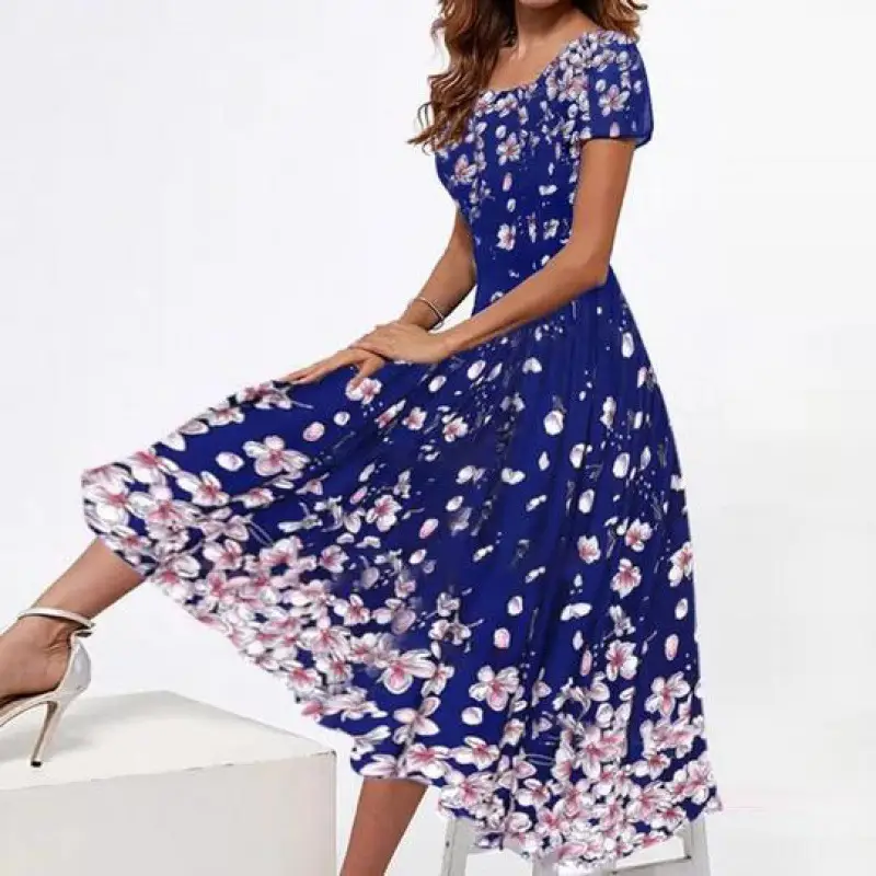 2021 Floral Print Midi Skirt Black with Pink White Flowers - Image 9