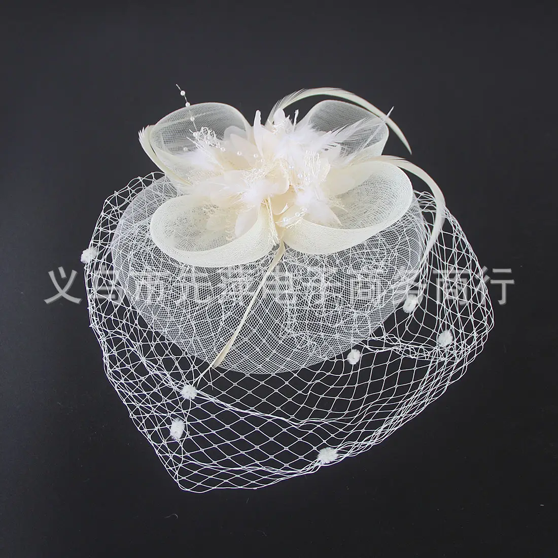 Pink Feather Veil Hat for Women - Image 5