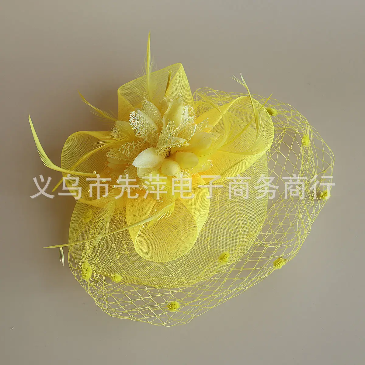 Pink Feather Veil Hat for Women - Image 12
